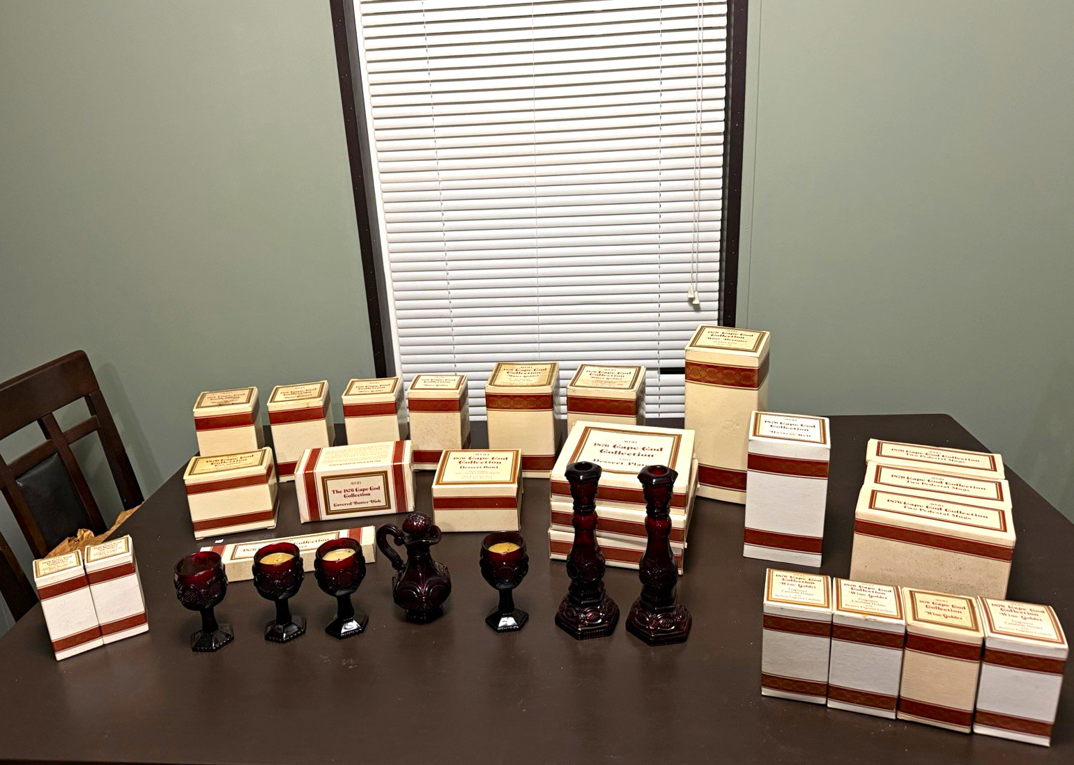 Avon 1876 Cape Cod Collection 37 PIECES ruby red