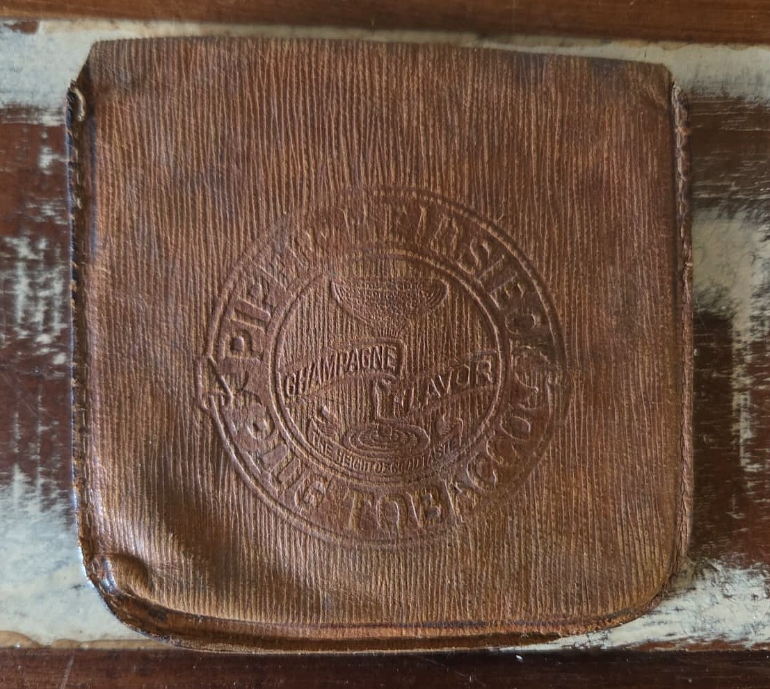Vtg 1910 Piper Heidsieck Chewing Tobacco Leather Pocket Pouch Antique Coin Purse