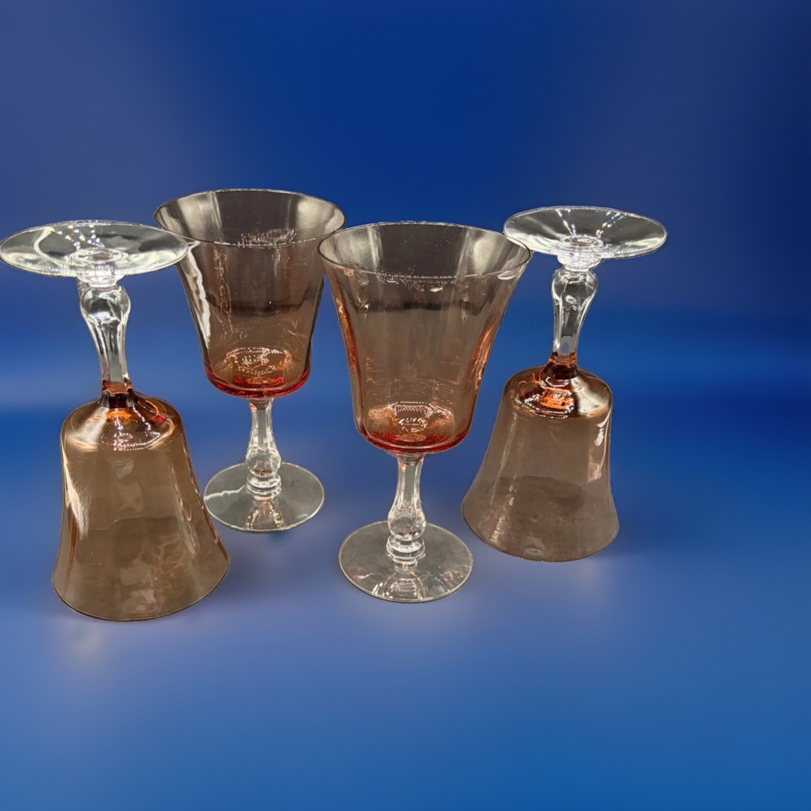 SET of 4 Fostoria Brownish Pink HARVEST RUST GOBLETS  1979, OPTIC Immaculate
