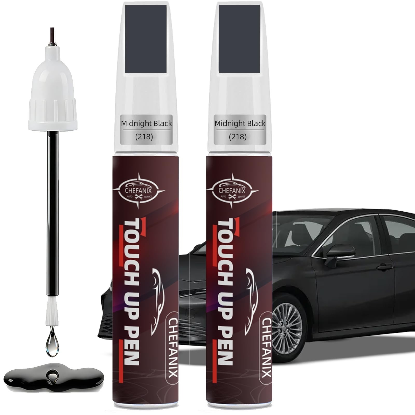 2PCS Midnight Black Metallic (218) Touch Up Paint Pen Compatible with Toyota - E