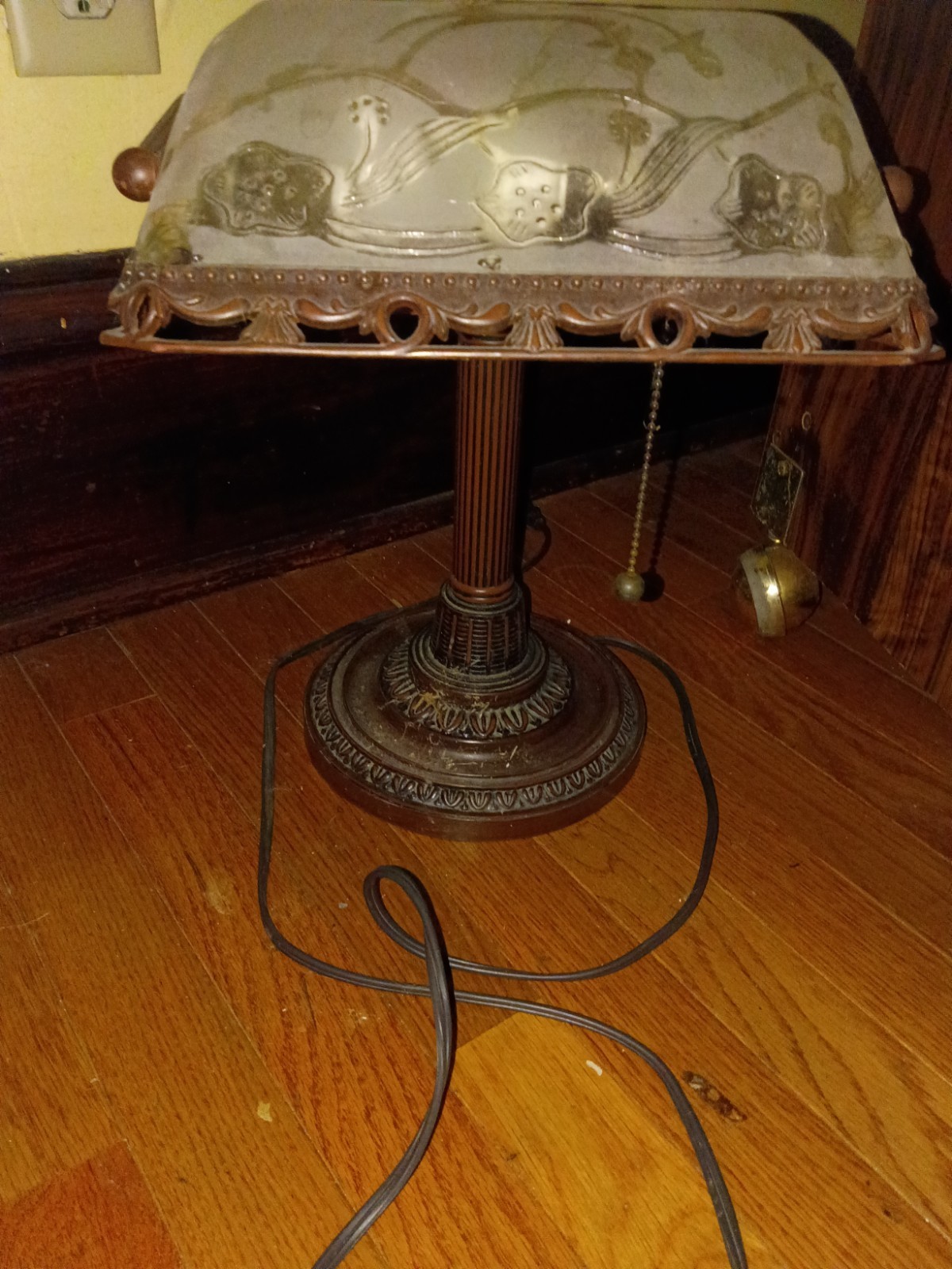 Vintage Bankers Desk Piano Lamp Frosted Glass Shade High Quality Mid Century 