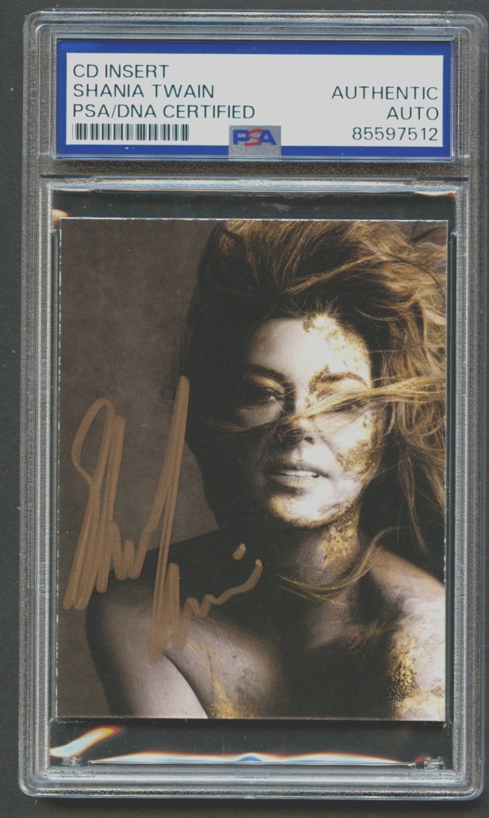 Shania Twain signed autograph auto 2.5x3.5 Queen of Me CD Insert PSA Slabbed