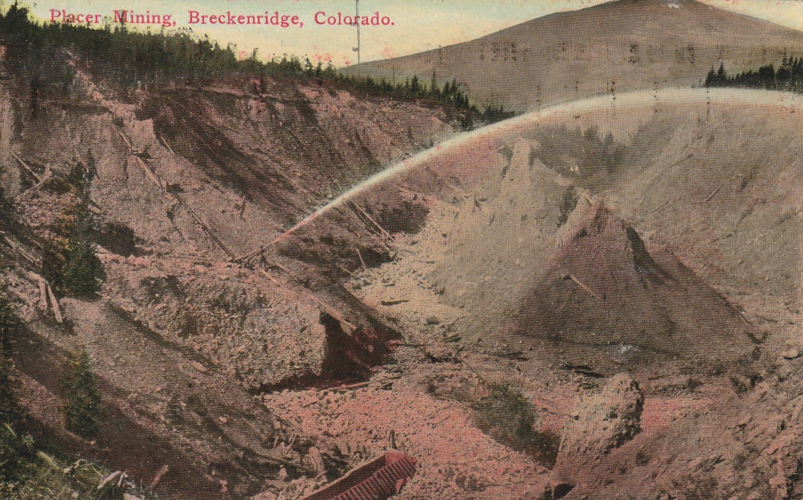 C1910 Breckenridge CO Hydraulic Placer Gold Mining Water Jet. M. Bruce Postcard