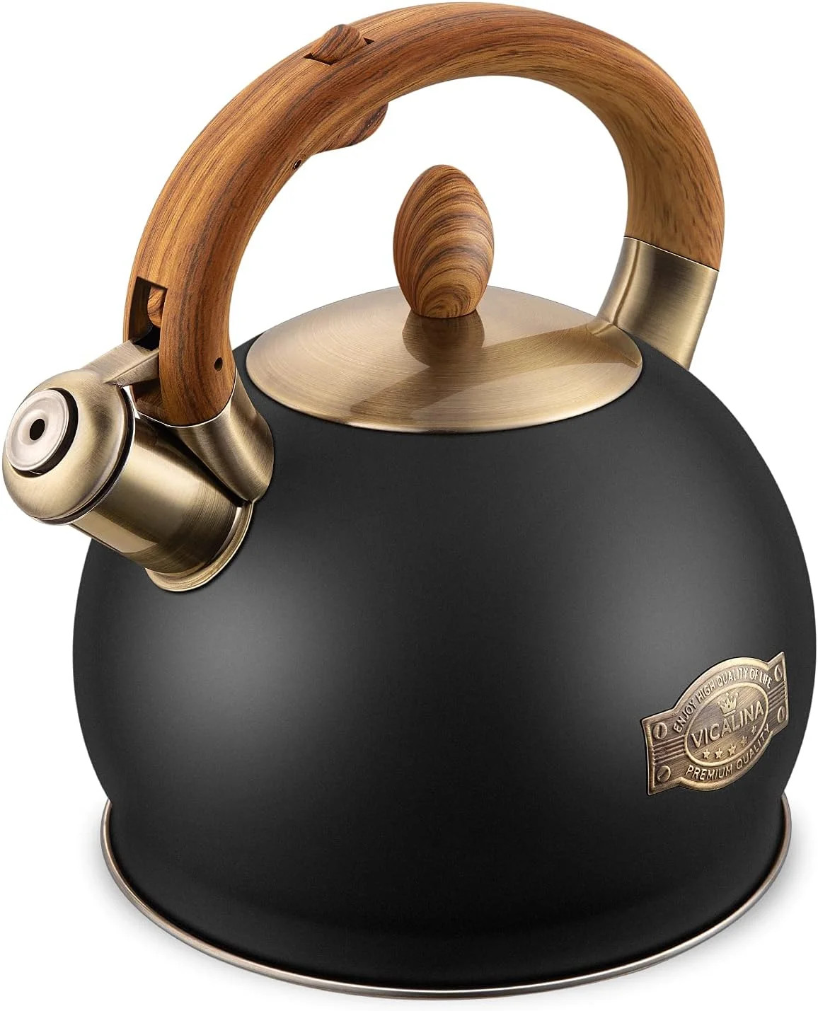 Whistling Tea Kettle Stovetop, 2.64 Quart Black Tea Pot