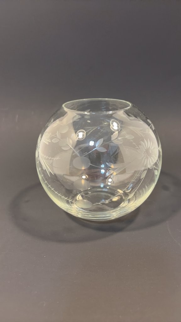 Vintage Etched Glass Vase