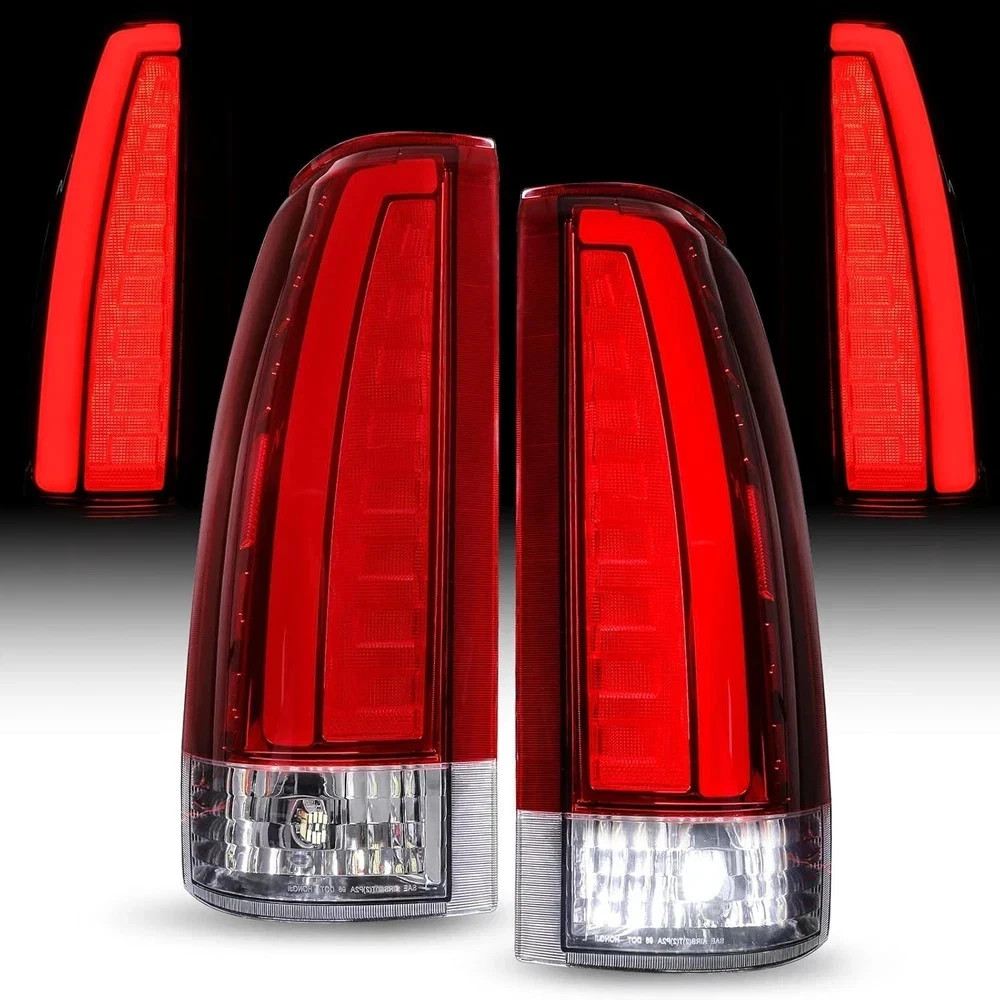 Pair RED LED Tail Lights Compatible with Chevrolet GMC C/K Silverado Sierra Pick Pair RED LED Tail Lights Compatible with Chevrolet GMC C/K Silverado Sierra Pick