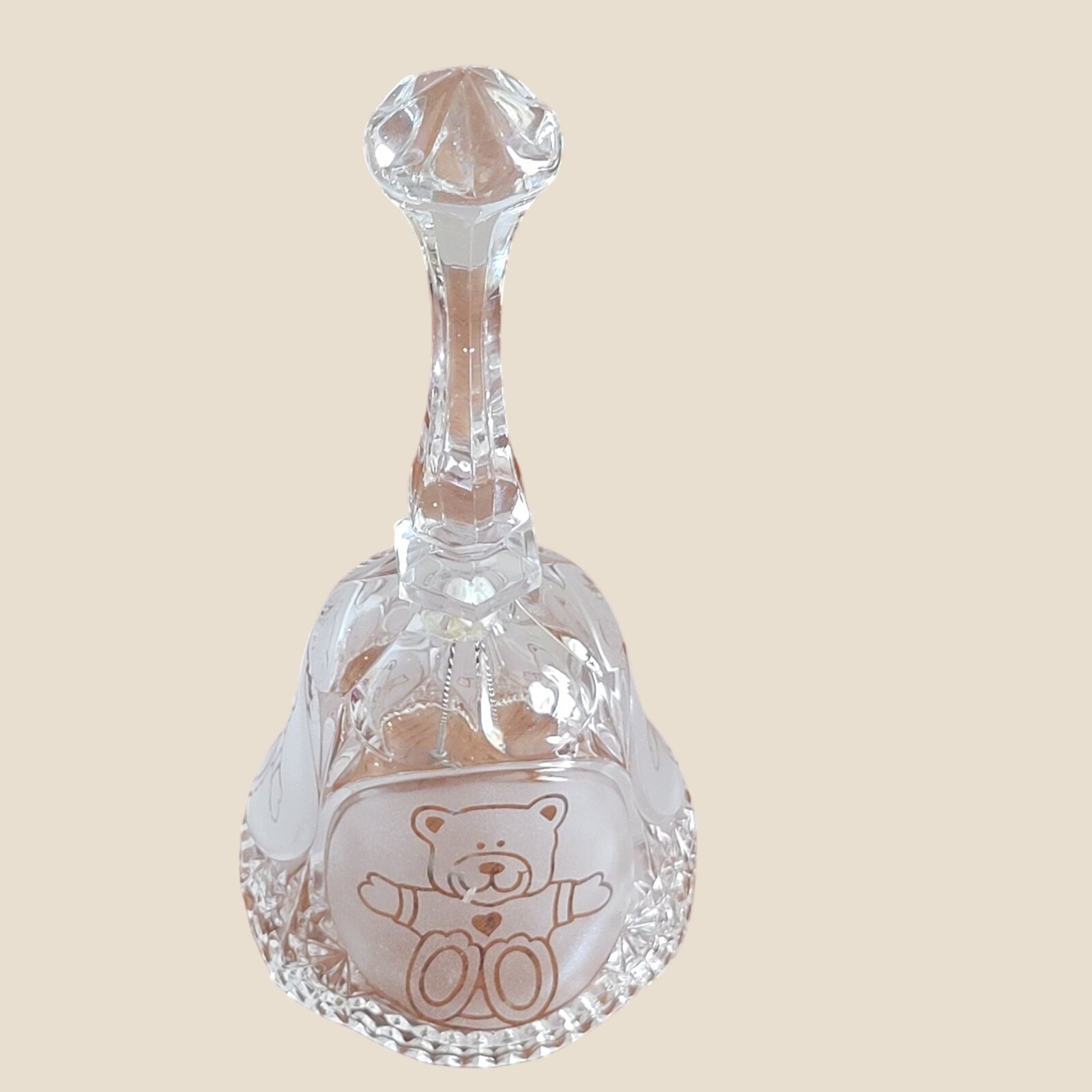 Crystal Glass Bell Vintage Teddy Bear Nursery Decor Collectible Clear