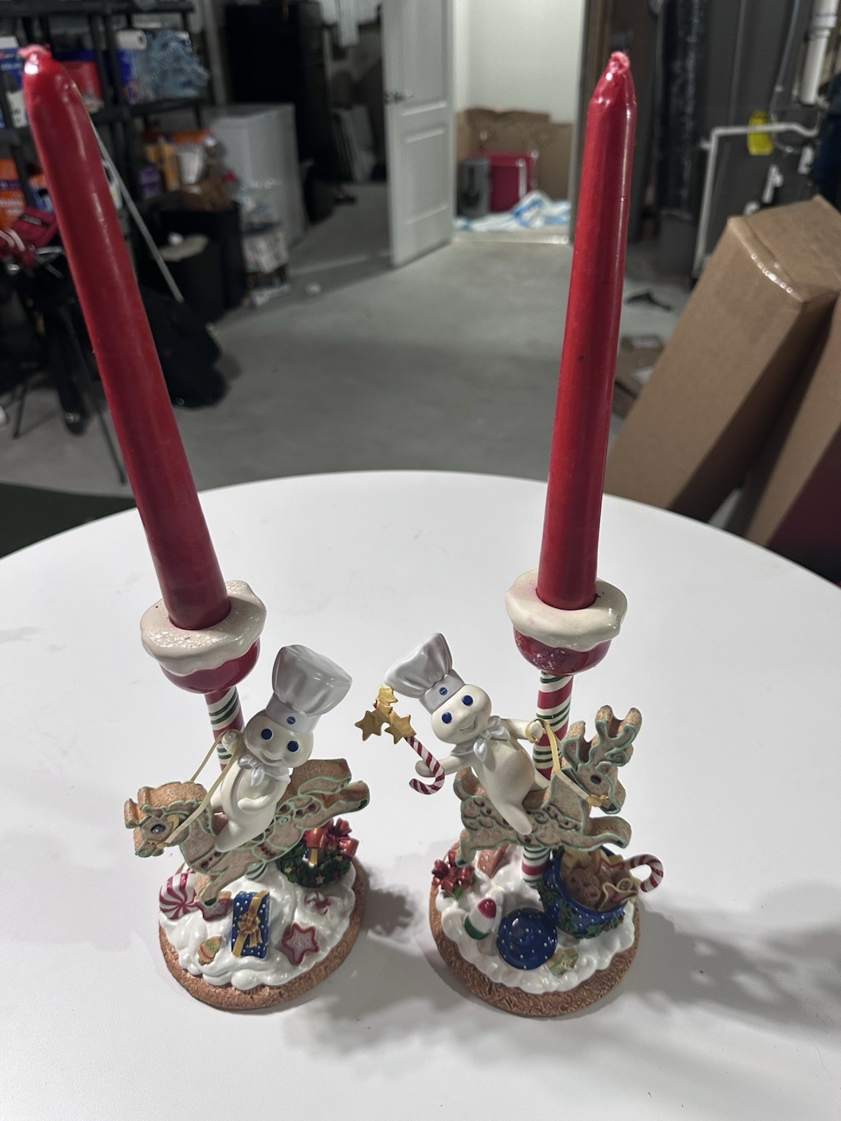 2004 Danbury Mint Pillsbury Doughboy Christmas Candle Sticks & Candle Holders
