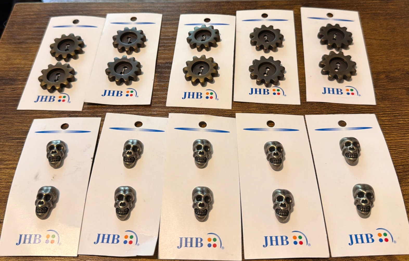 Vintage JHB Skull Shank Buttons Pewter Tone France 3/4\