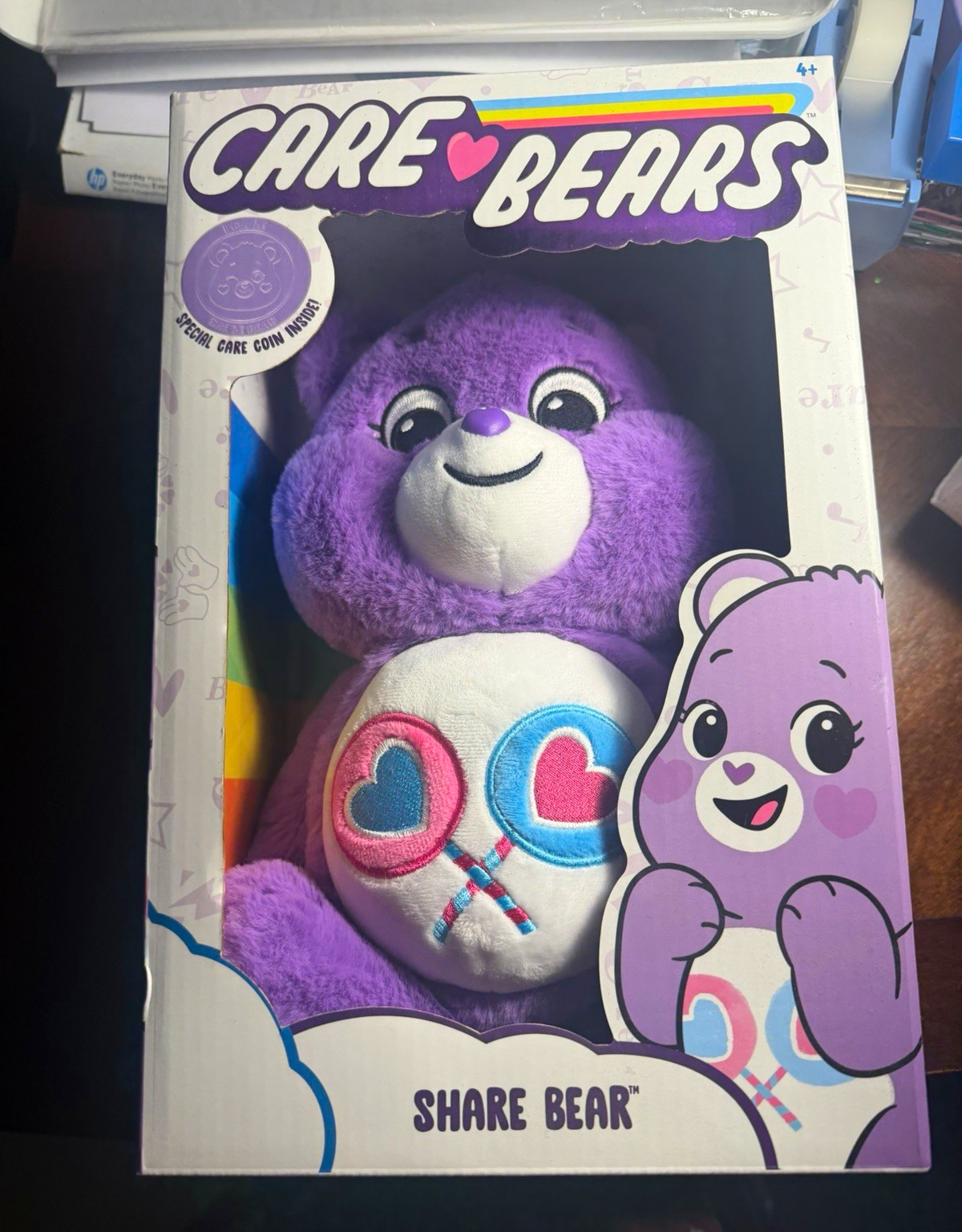 Care Bears Share Bear Purple Plush 2020 Basic Fun New in Box Care Coin💜