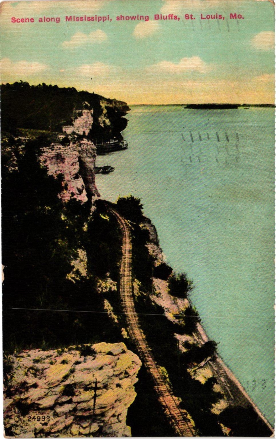 Vintage 1912 St. Louis Mississippi River Bluffs Postcard Railroad Tracks Vintage 1912 St. Louis Mississippi River Bluffs Postcard Railroad Tracks