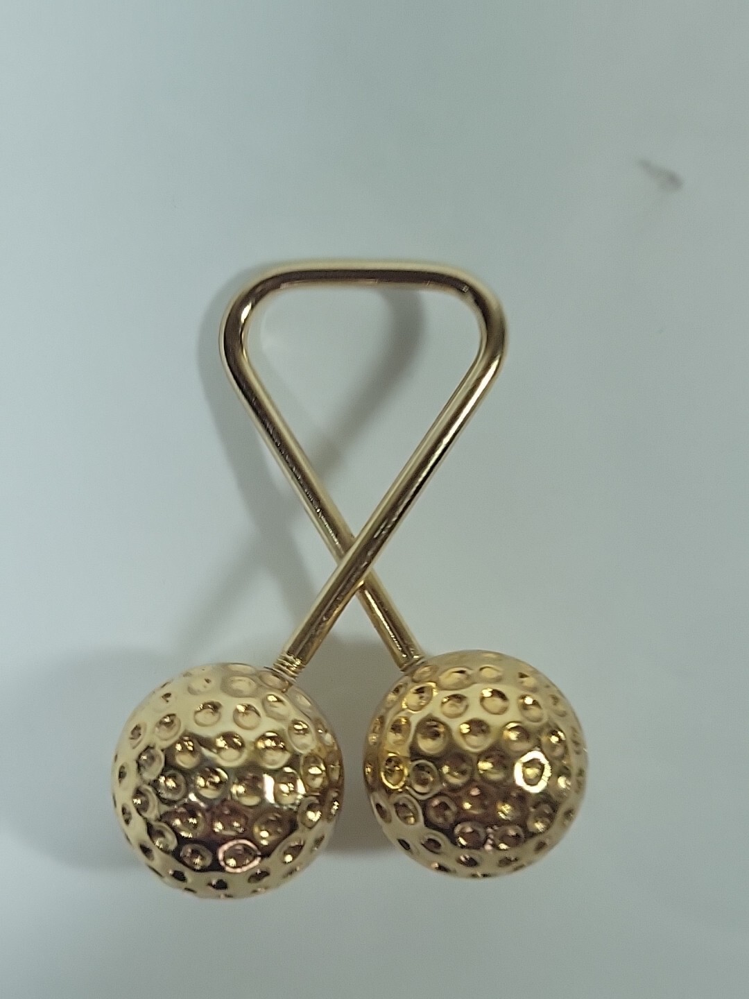 GOLF BALL KEY CHAIN FOB Gold Tone Metal Heavy Weight 1 End Screws Father\'s Gift