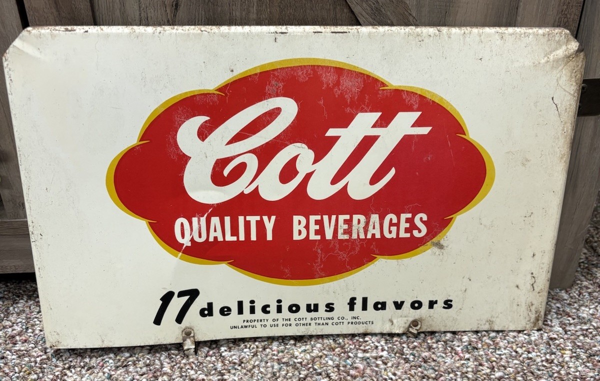 VTG Advertising COTT QUALITY BEVERAGES Tin Sign Two Sided 16.5 X 10’in