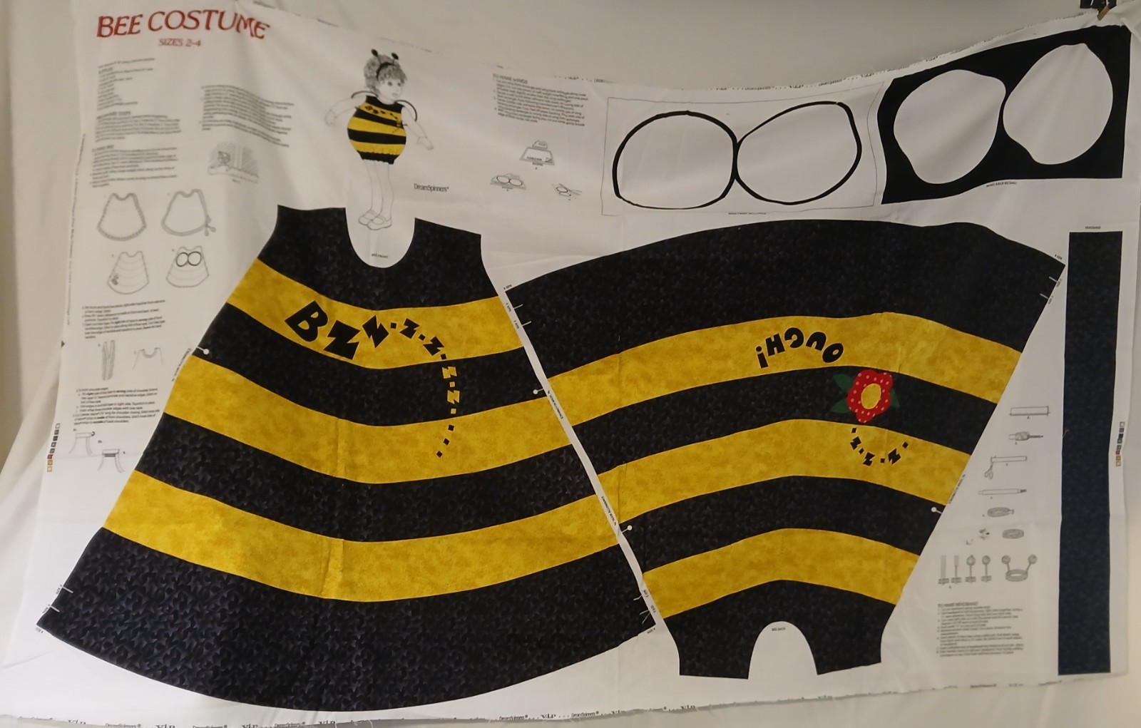 Vintage VIP Cranston BEE COSTUME Size 2-4 CUT AND SEW Fabric Panel
