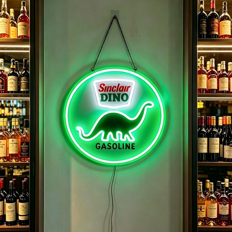 US STOCK Sinclair Dino Gasoline Dimmable LED Neon Sign 15