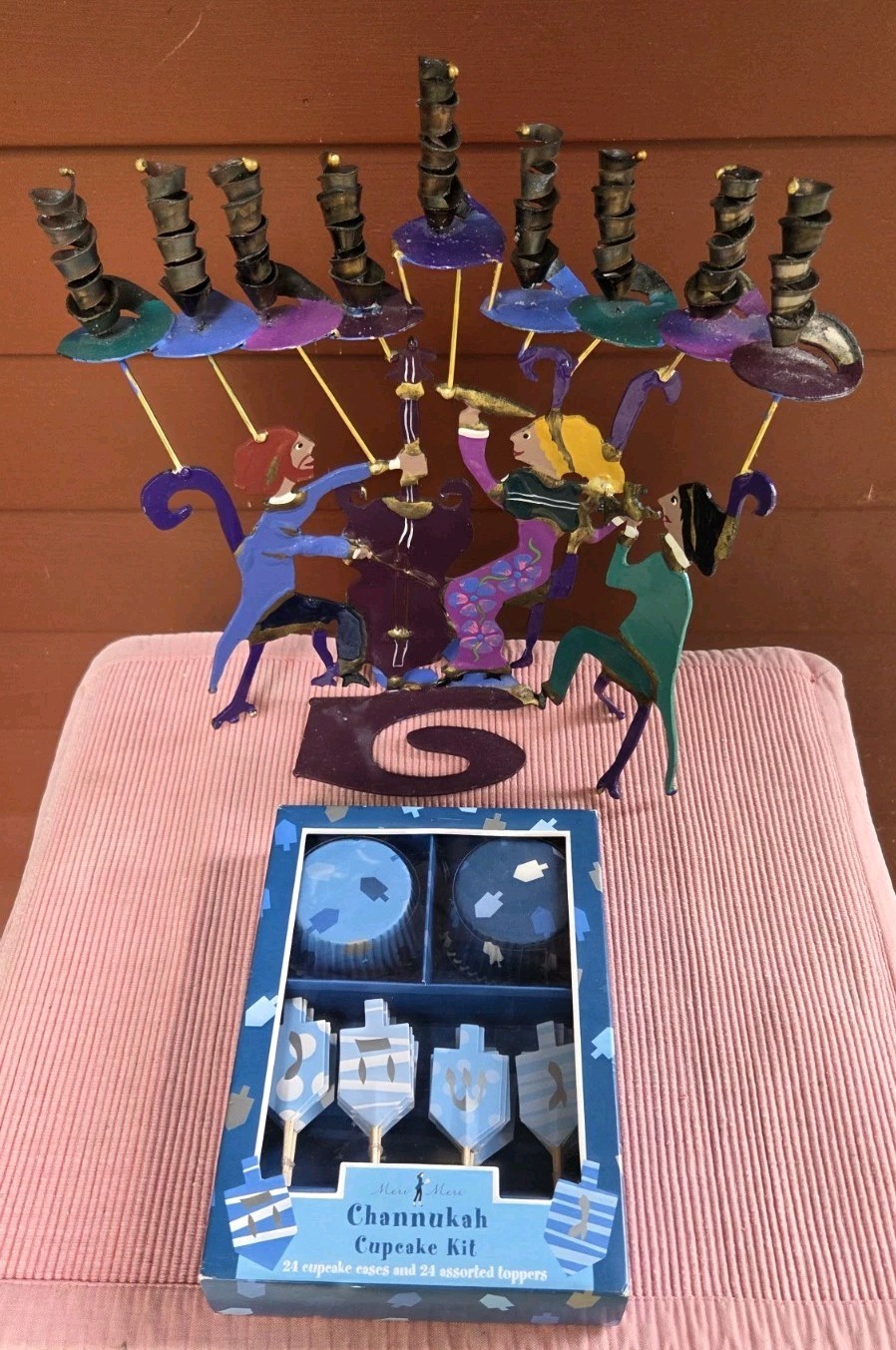 Piper Strong Metal Menorah Sculpture Judaica Klezmer Musicians with cupcake kit Piper Strong Metal Menorah Sculpture Judaica Klezmer Musicians with cupcake kit