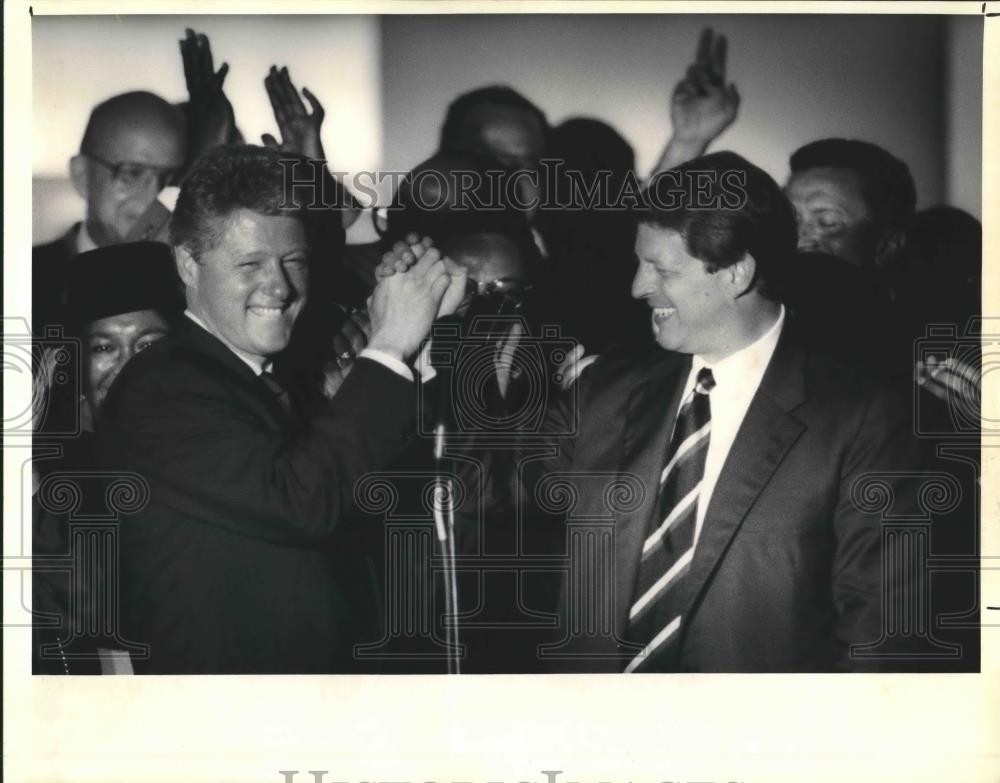 1992 Press Photo Bill Clinton and Al Gore at Dillard University campaign rally