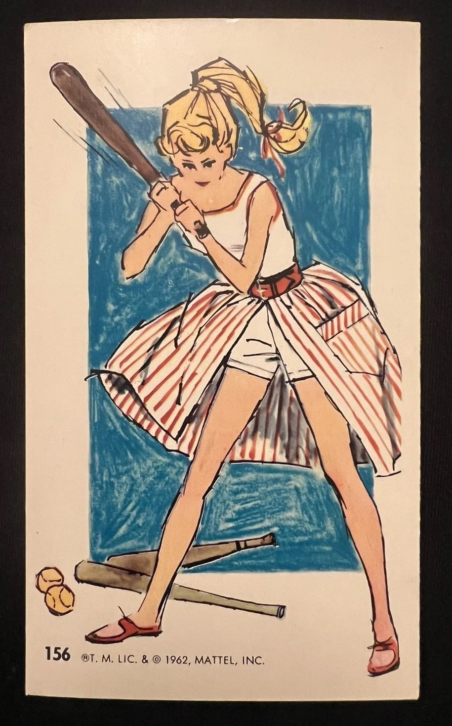 1962 DYNAMIC TOY #156 BARBIE *BASEBALL CROSSOVER* ROOKIE CARD LOW POP EX