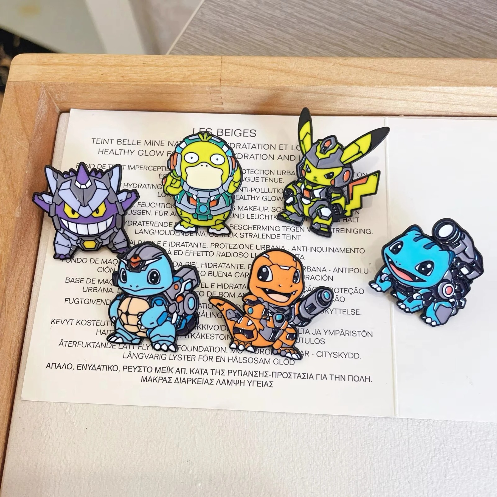 6pcs Set Anime Pokemon Enamel Pins - Pikachu Squirtle Gengar Funny Cosplay 