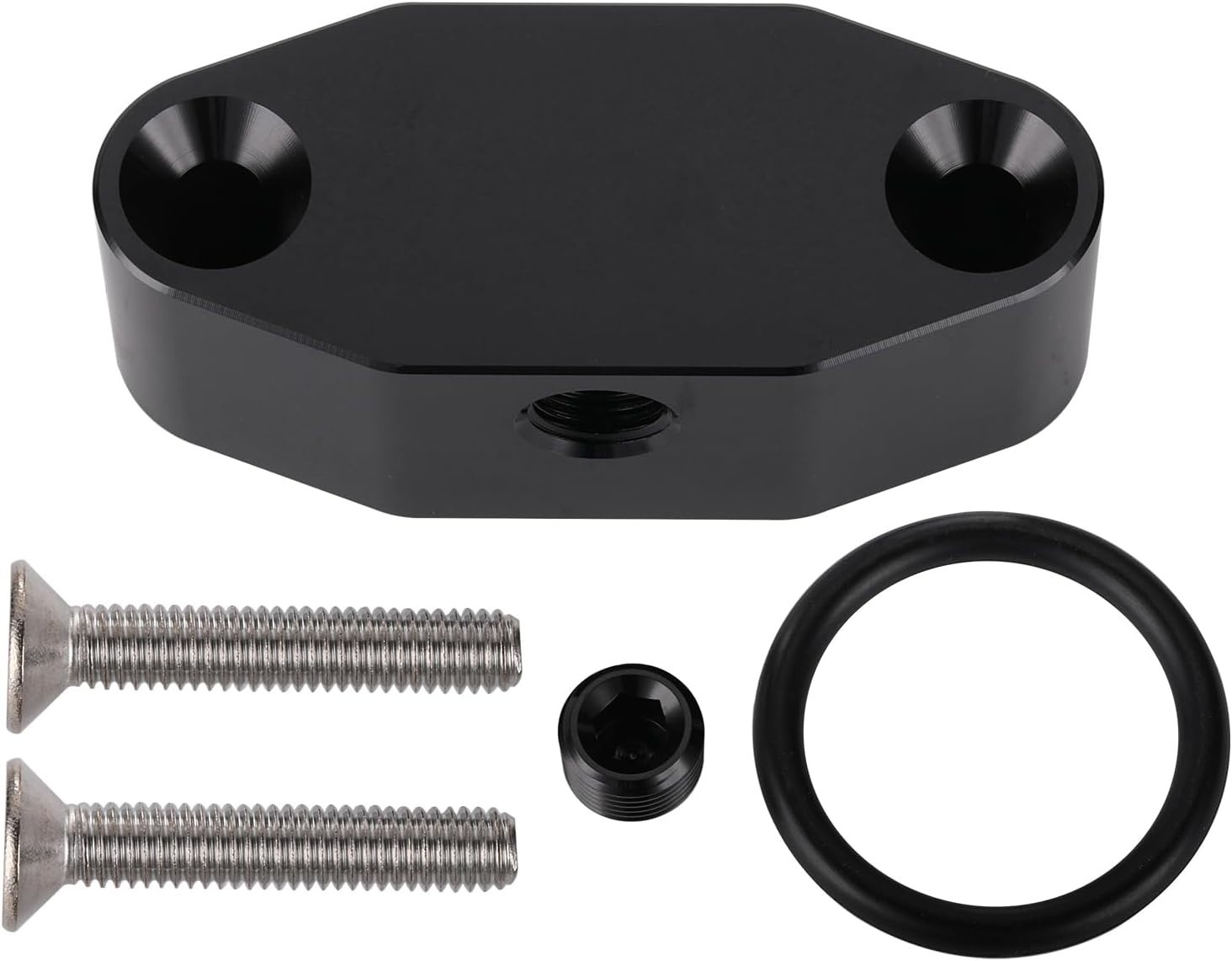 LS 1/8 NPT 90 Degree Turbo Oil Feed Line Adapter Oil Supply Port Plate Black LS 1/8 NPT 90 Degree Turbo Oil Feed Line Adapter Oil Supply Port Plate Black