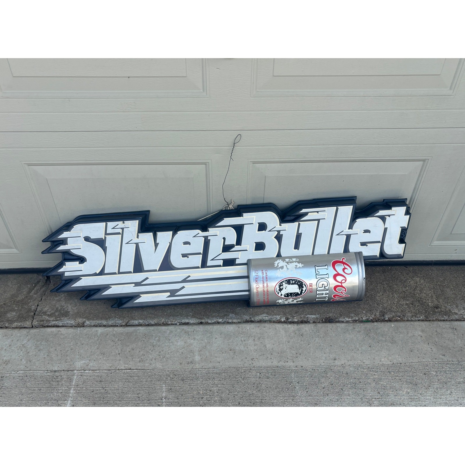 Vintage Coors Light Silver Bullet 3D Sign Man Cave Bar Decor