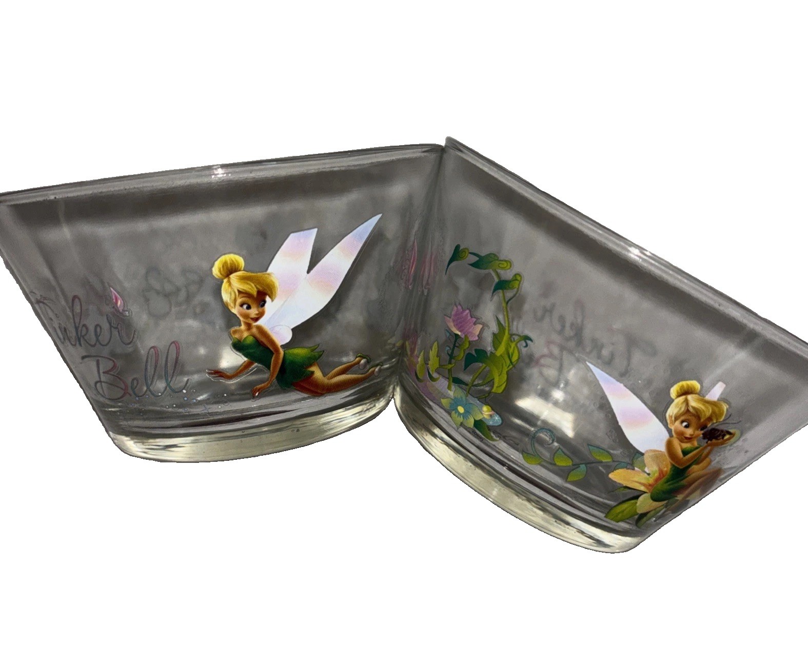 official Disney Store Tinkerbell Fairy Glass Cereal Bowl. Set Of 2