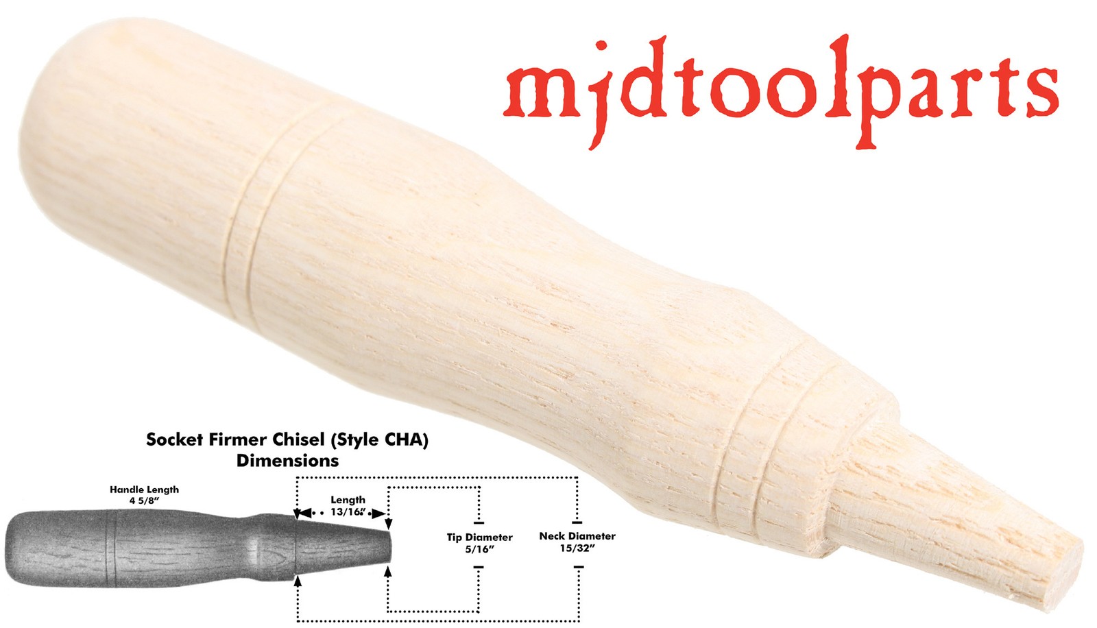 Hickory Socket Firmer Chisel Handle - Amish Turned - Style CHA - mjdtoolparts
