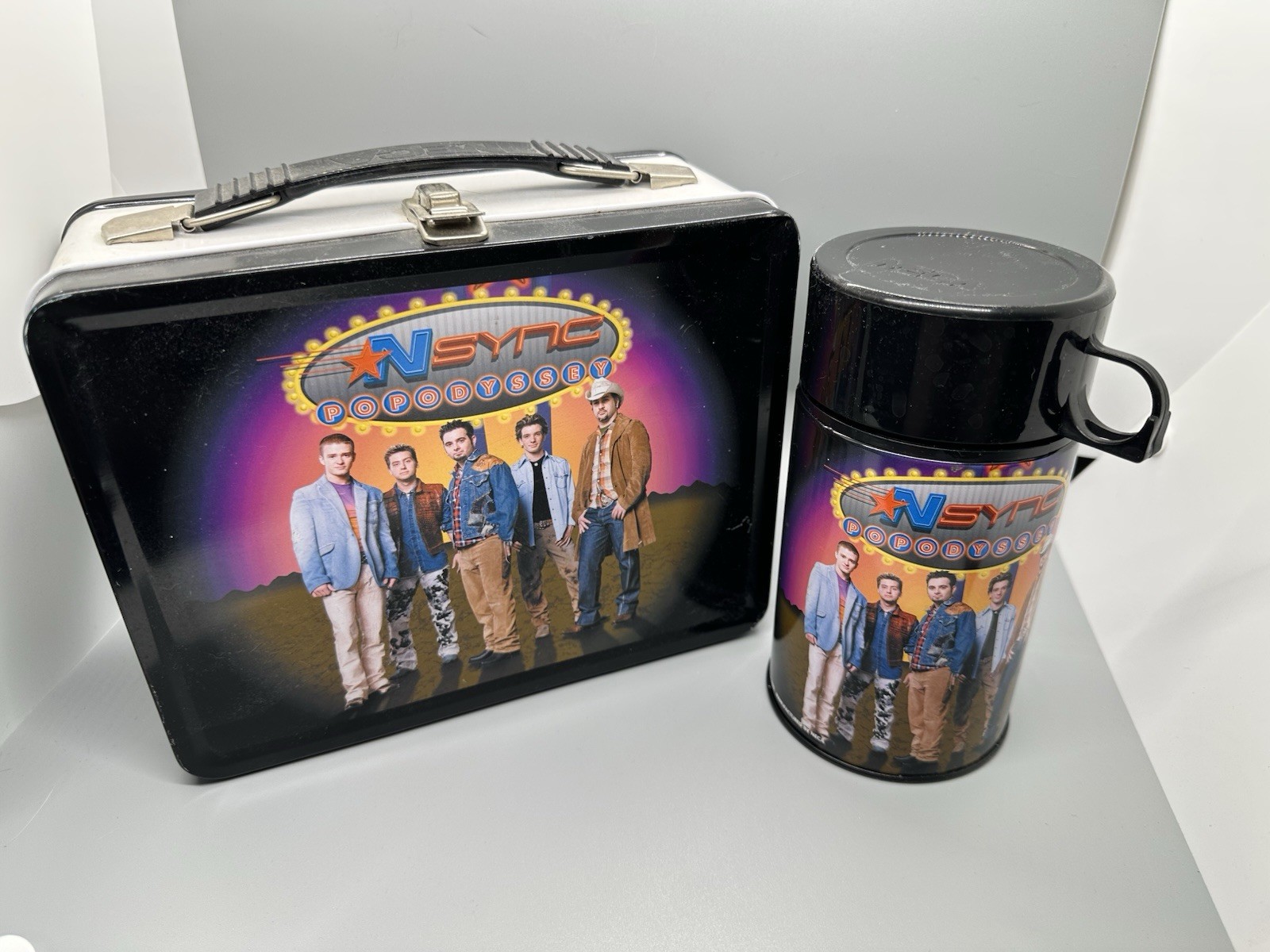 Vintage RARE Nsync POPODYSSEY Metal Lunch Box W/Thermos 2001