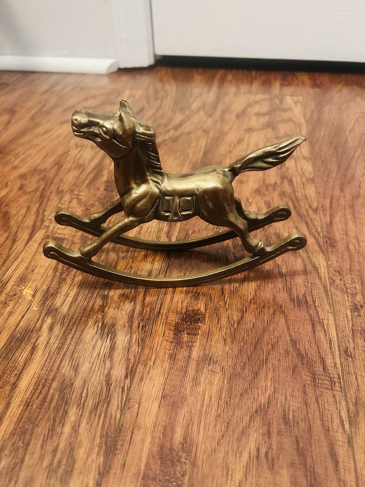 Vintage Solid Brass Rocking Horse Figurine 7.5