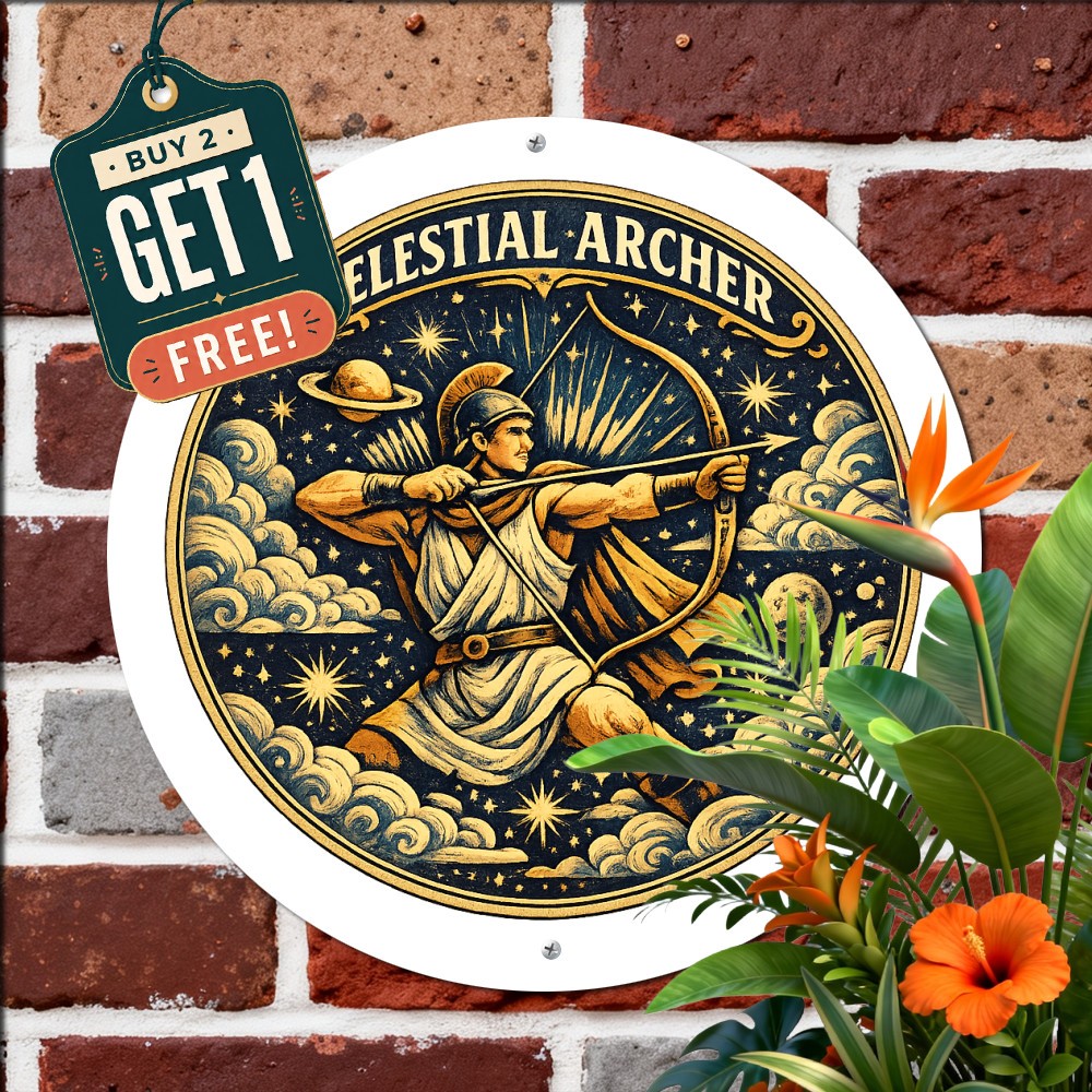 Sagittarius Zodiac Sign Astrology Gift Round Aluminum Sign