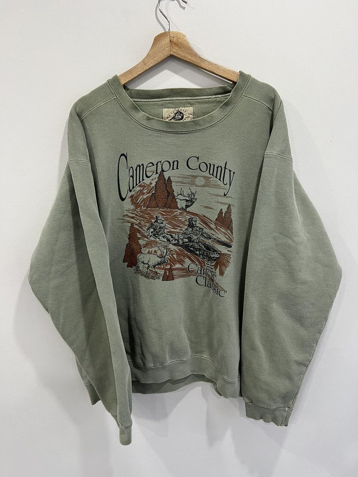 Vintage Cameron County Sweater sweatshirt canoe green animal