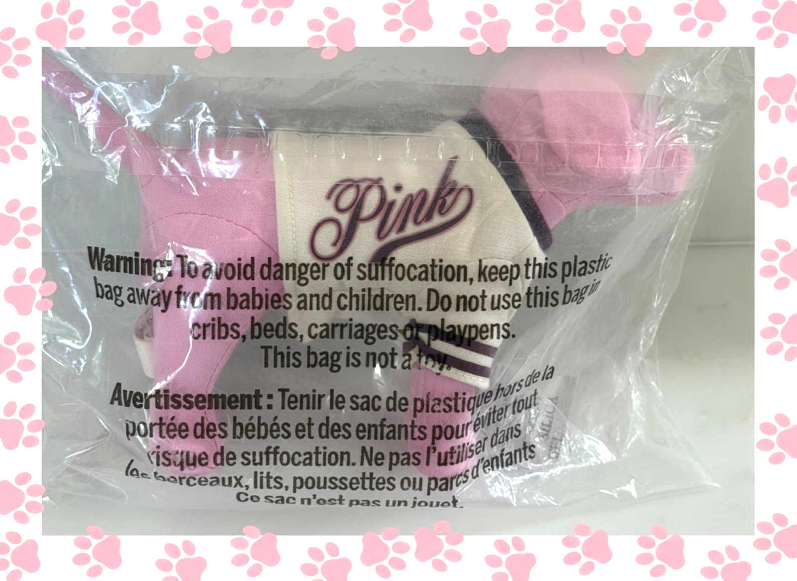 PINK by Victoria’s Secret Varsity Logo Sweater Collectible Plush Mini Dog NIP