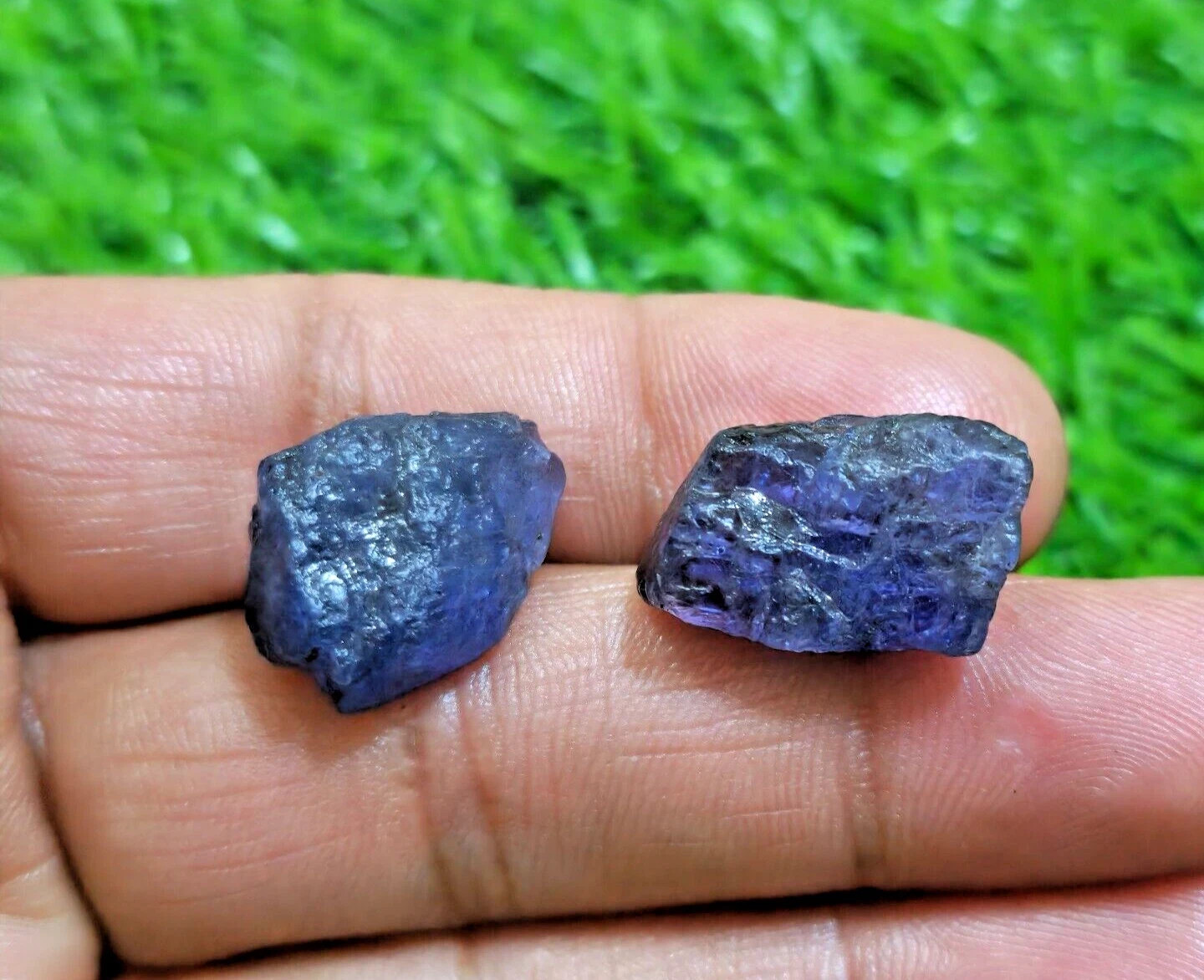 Fabulous Huge Earth Mined Blue Tanzanite Raw 2 Piece Size 20-22 MM Rough Jewelry