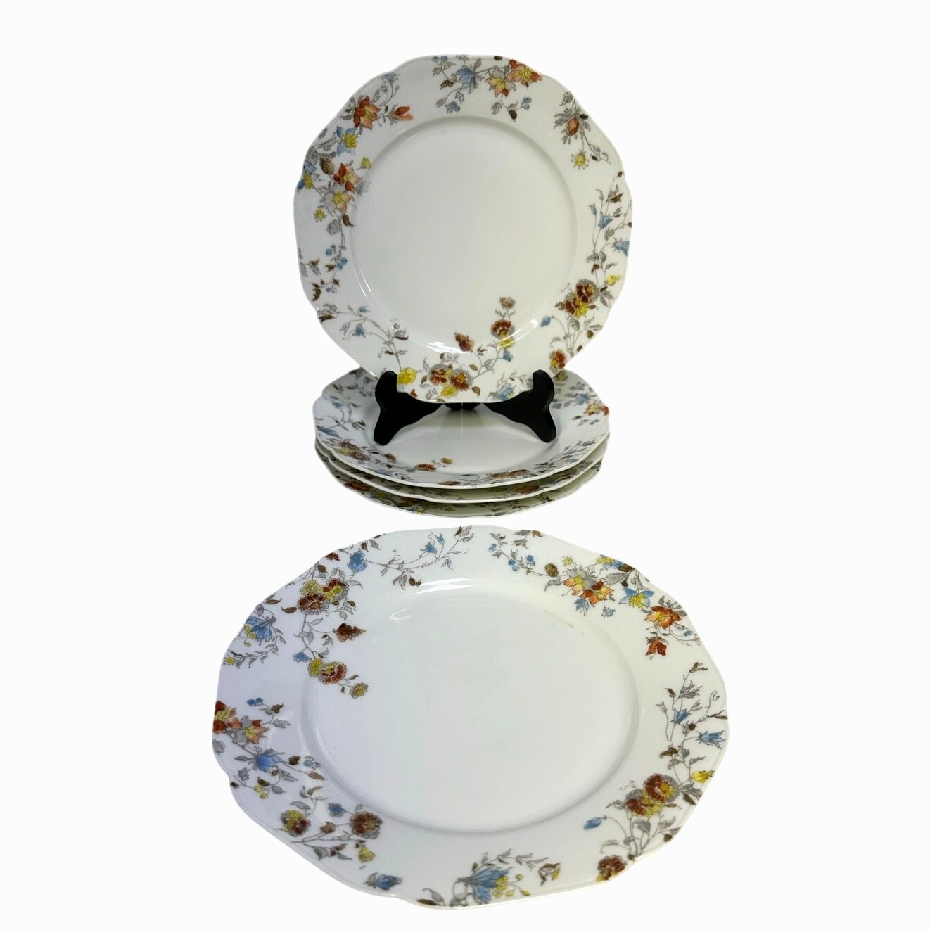 Antique 1910-1920 Haviland & Co. Limoges \'Amber Rose\' Octagonal Plates-5 Pieces