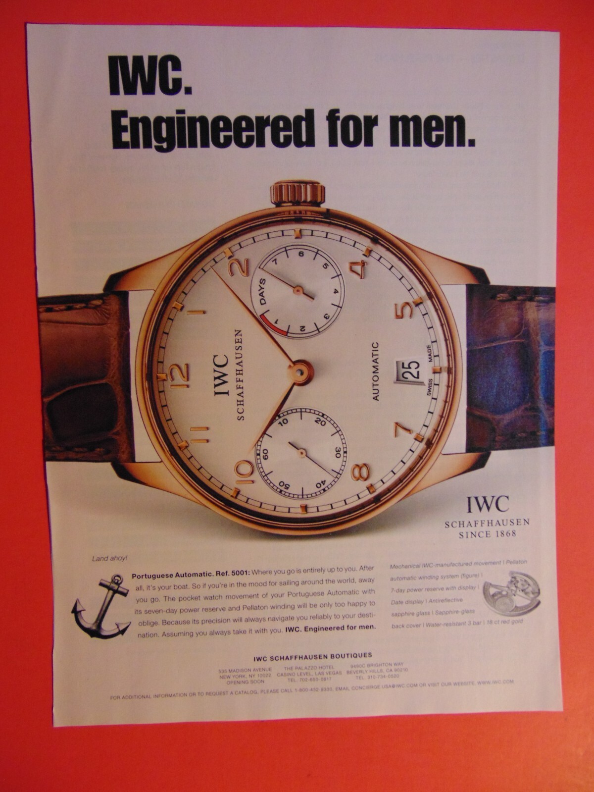 2011 IWC SCHAFFHAUSEN Watch~magazine print ad