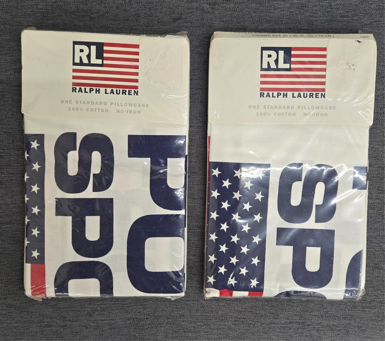 New sealed Polo SPORT Ralph Lauren USA 1996 Pillowcase lot of 2 vintage vtg