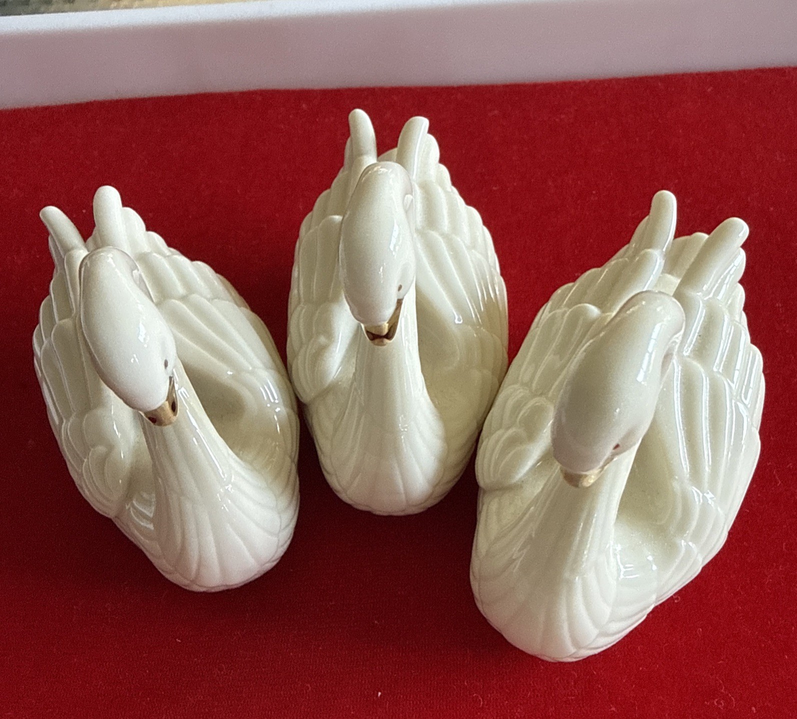 THREE Lenox Swan Figurines 24K Gold Accents Card Holder/Cake Topper  MAKE OFFER