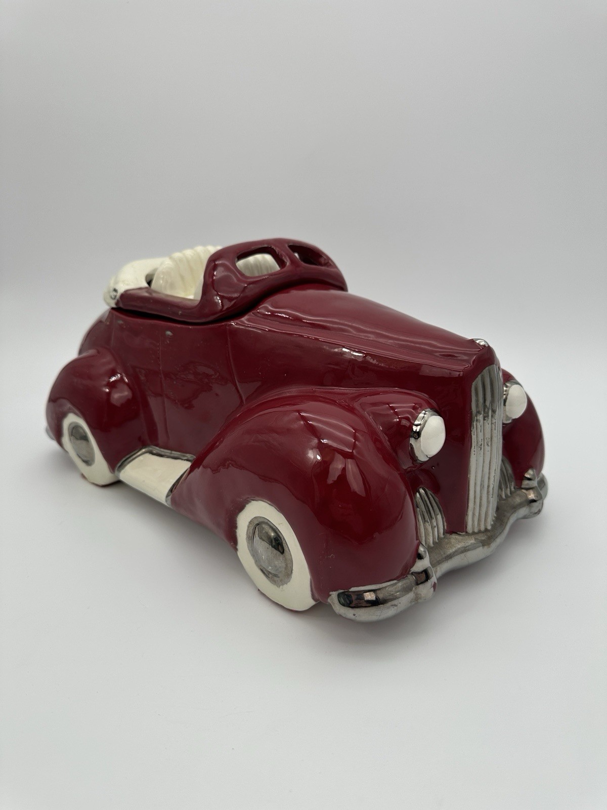 Vintage 1979 Glen Appleman Signed Red Packard Convertible Car Cookie Jar w/ Lid