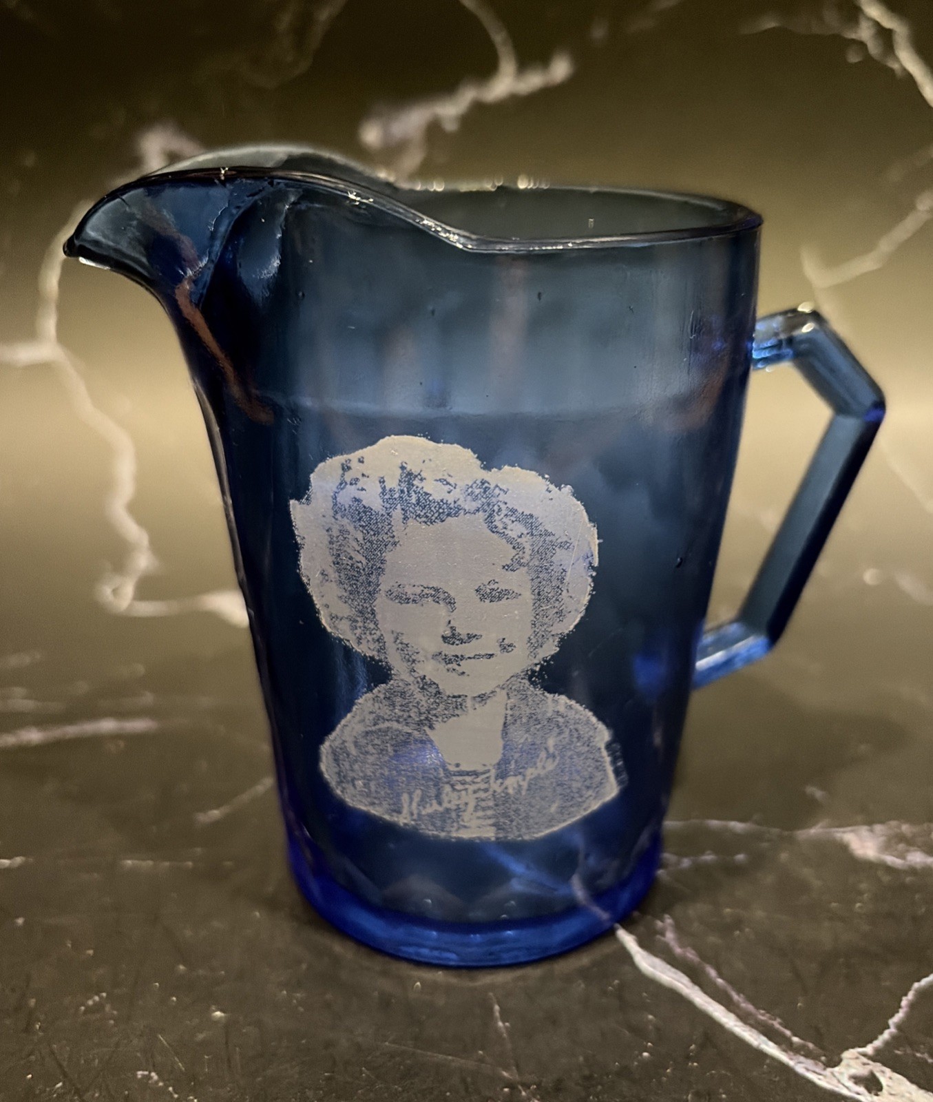 Vintage 1930\'s Shirley Temple Cobalt Blue Mini Pitcher/Creamer 4.5\