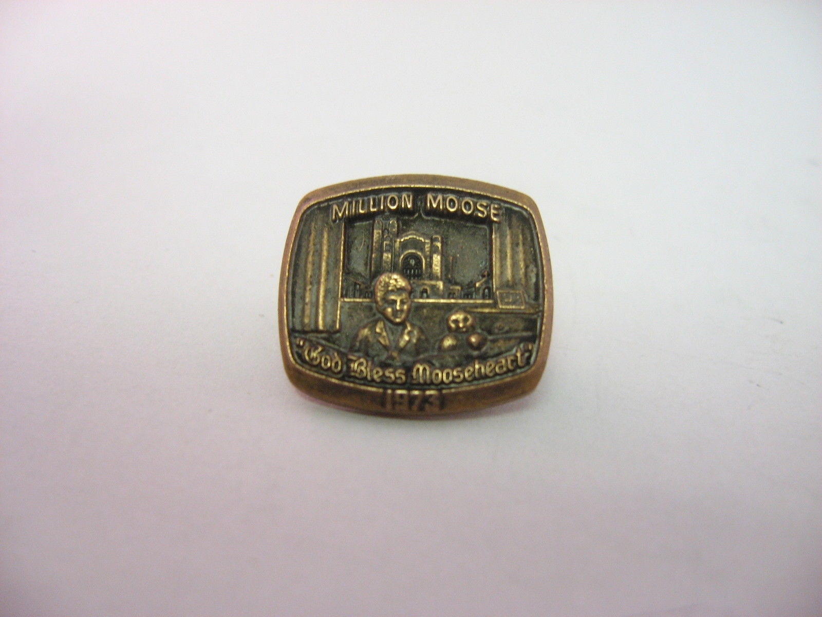 1973 Loyal Order of Moose Mooseheart Award Pin Million Moose God Bless Bronze