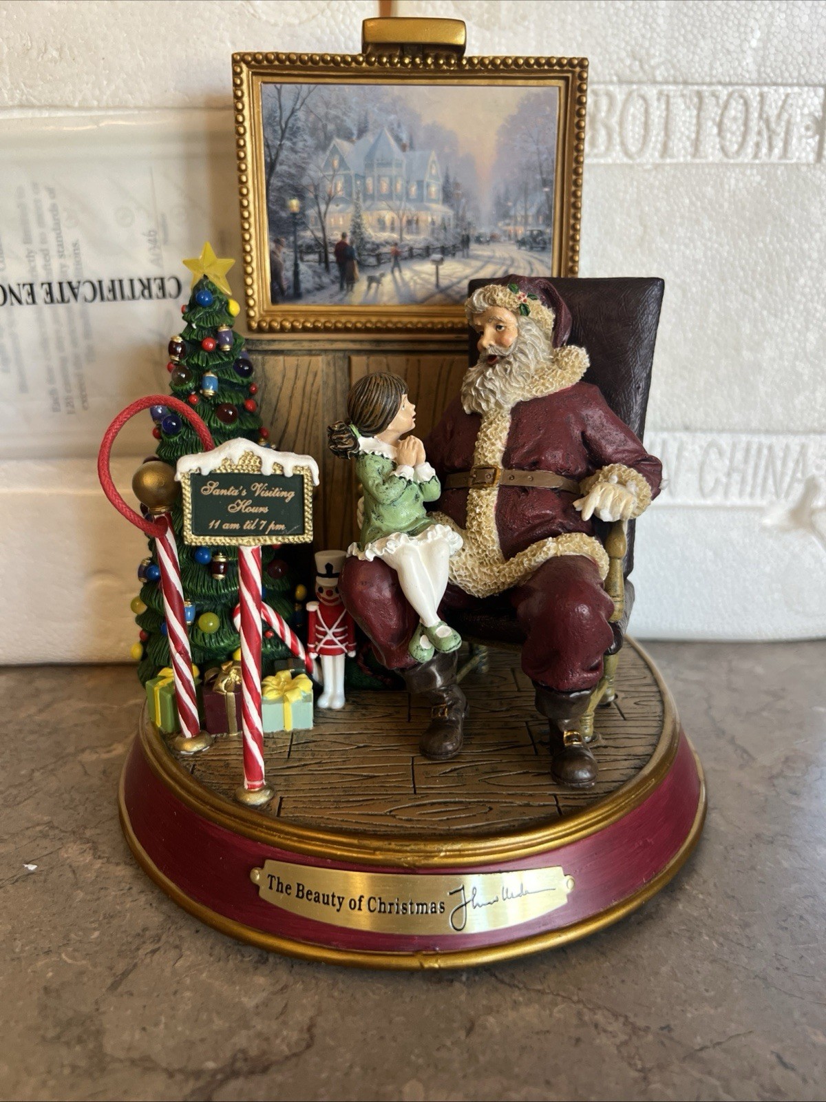 2004 Thomas Kinkade Santa Claus Figurine Beauty of Christmas # 88730 W/Coa