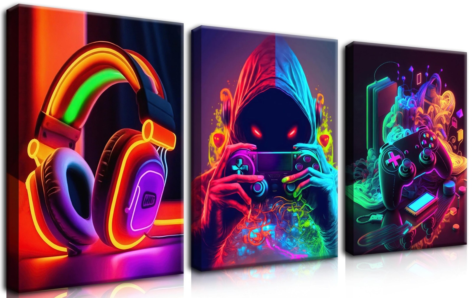 Eysintum 3pcs Framed Game Room Wall Art 16x24in for Bedroom Playroom Teen Boys