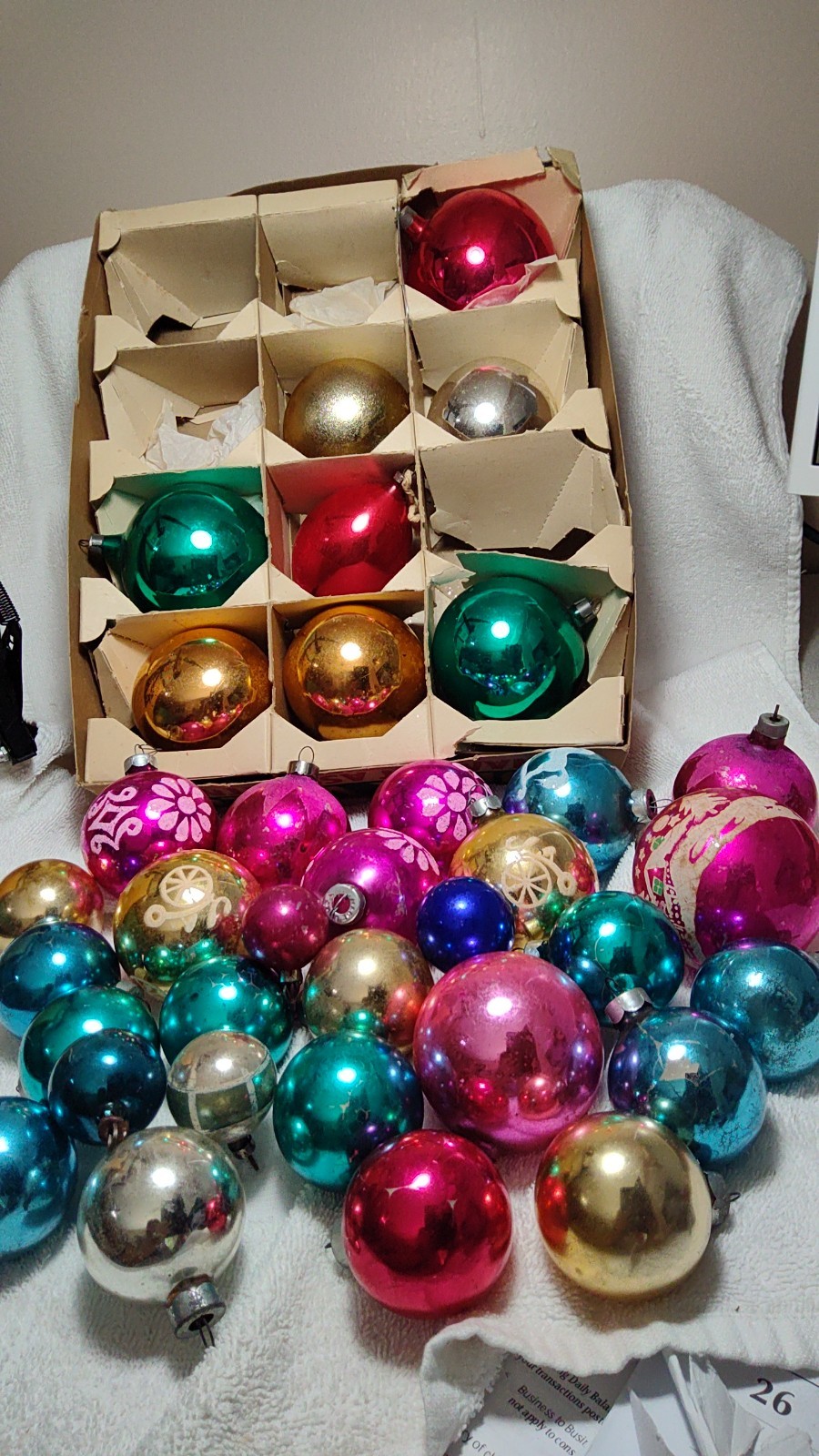 Mixed Lot of 34 Vintage Glass Christmas Ornaments All Made In USA