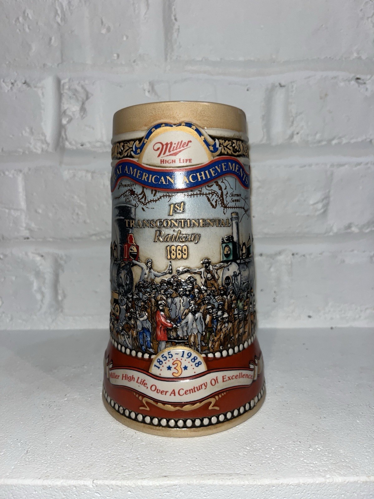 Miller High Life Beer Stein 1855-1988 Great American Achievements #3 Carolina