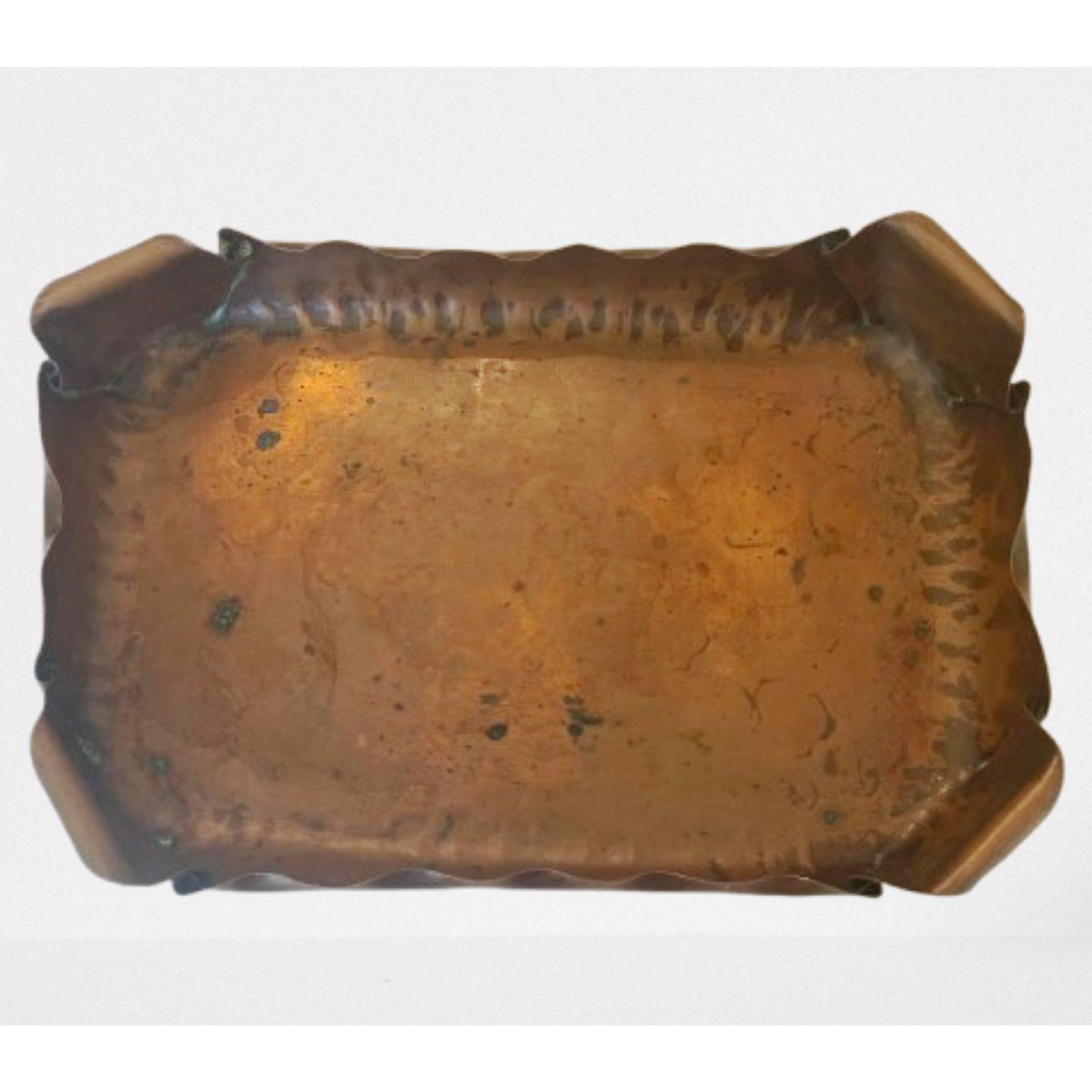 Vintage Craftsmen Inc. Hand Hammered & Scalloped Copper Tray Natural Patina #828 Vintage Craftsmen Inc. Hand Hammered & Scalloped Copper Tray Natural Patina #828