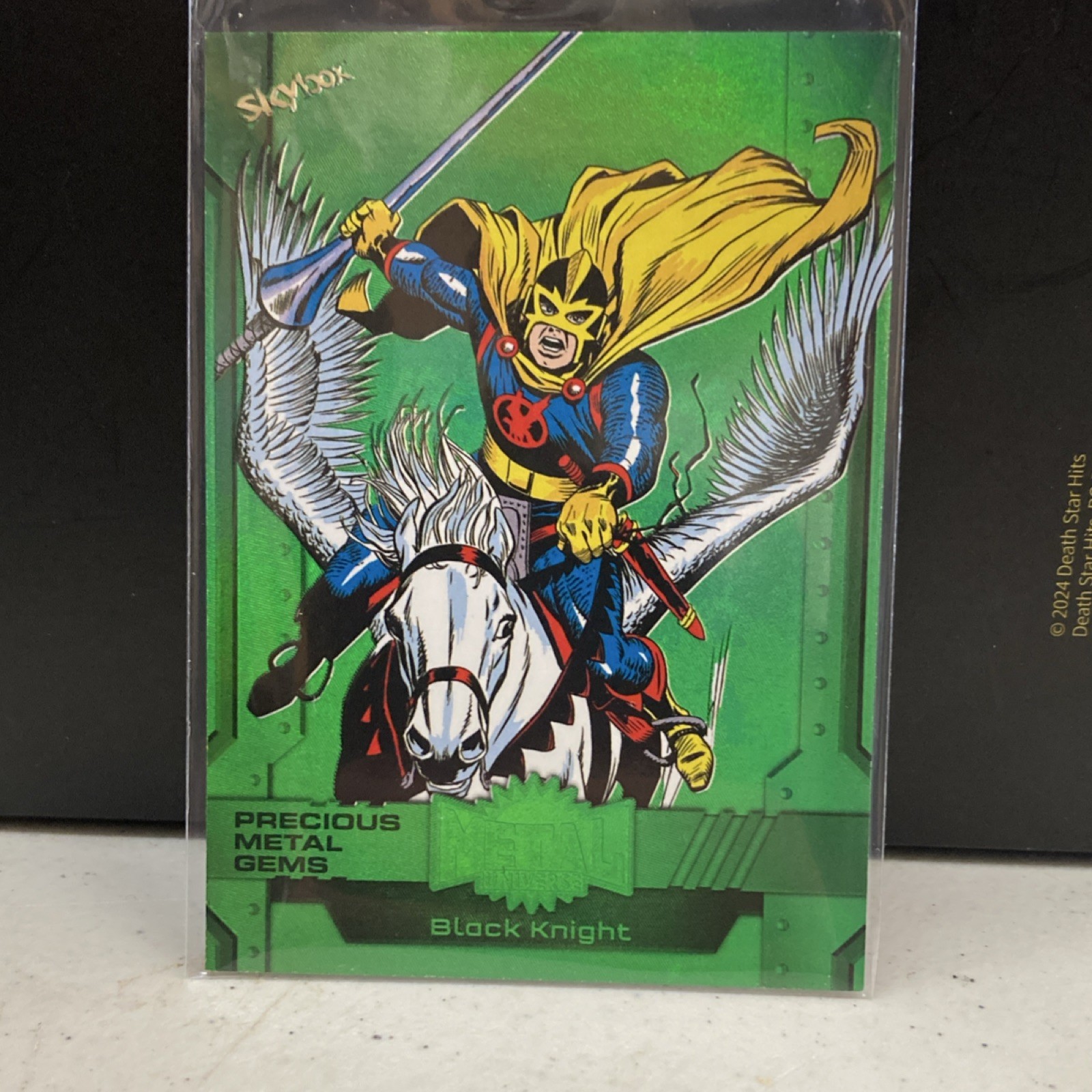 SkyBox 2024 Marvel Metal Universe Black Knight #188 PMG Green 08/10