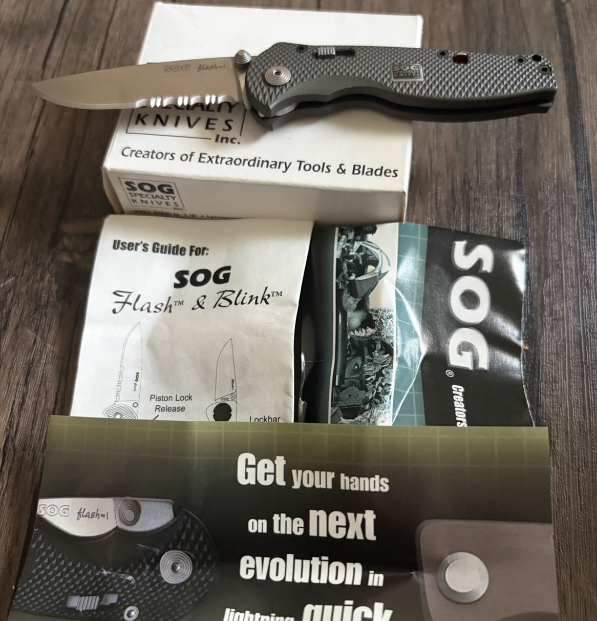 SOG Flash I FSA-97 Knife 1/2 Serrated AUS-8 USA Made NOS Discontinued