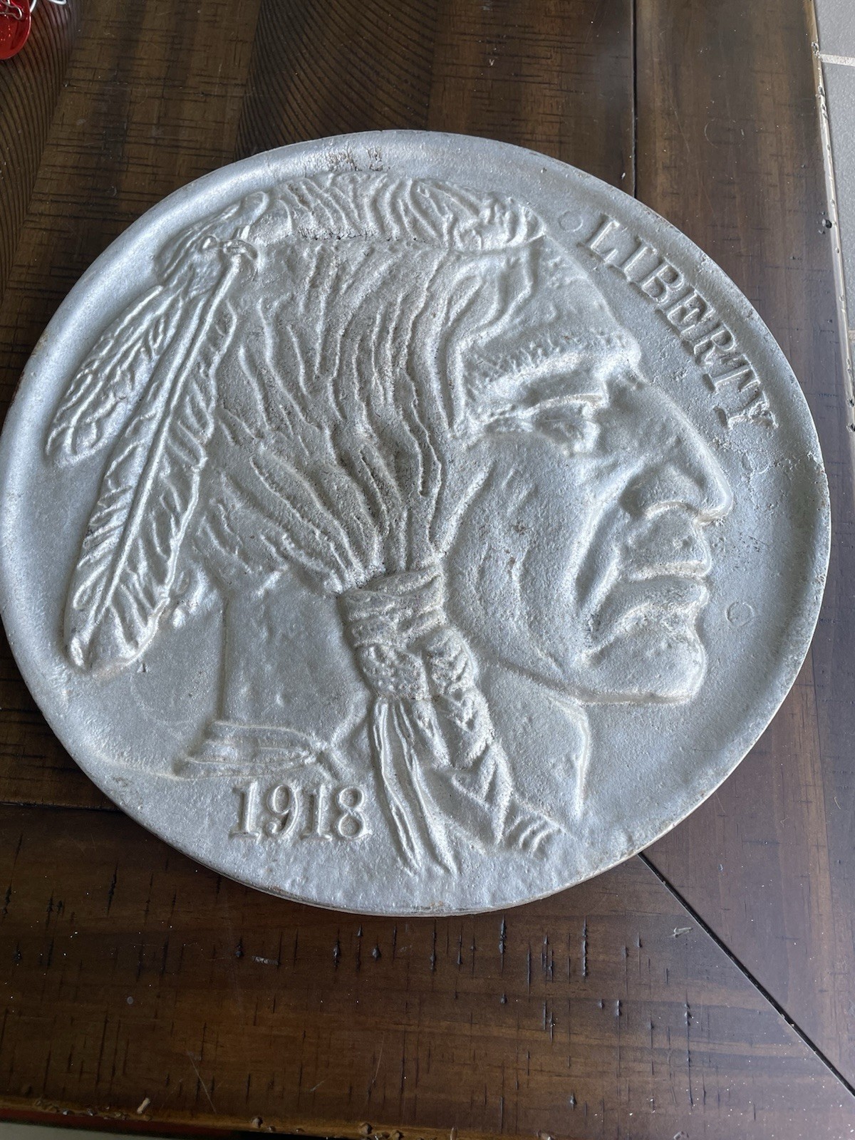 Vintage ENLARGED 1918 Buffalo Nickel RARE Plaque Collectable