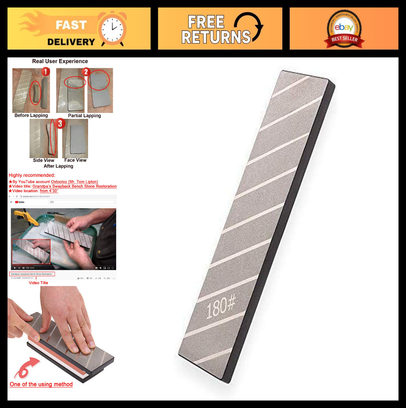 Extra Large Diamond Flattening Stone 10x3\