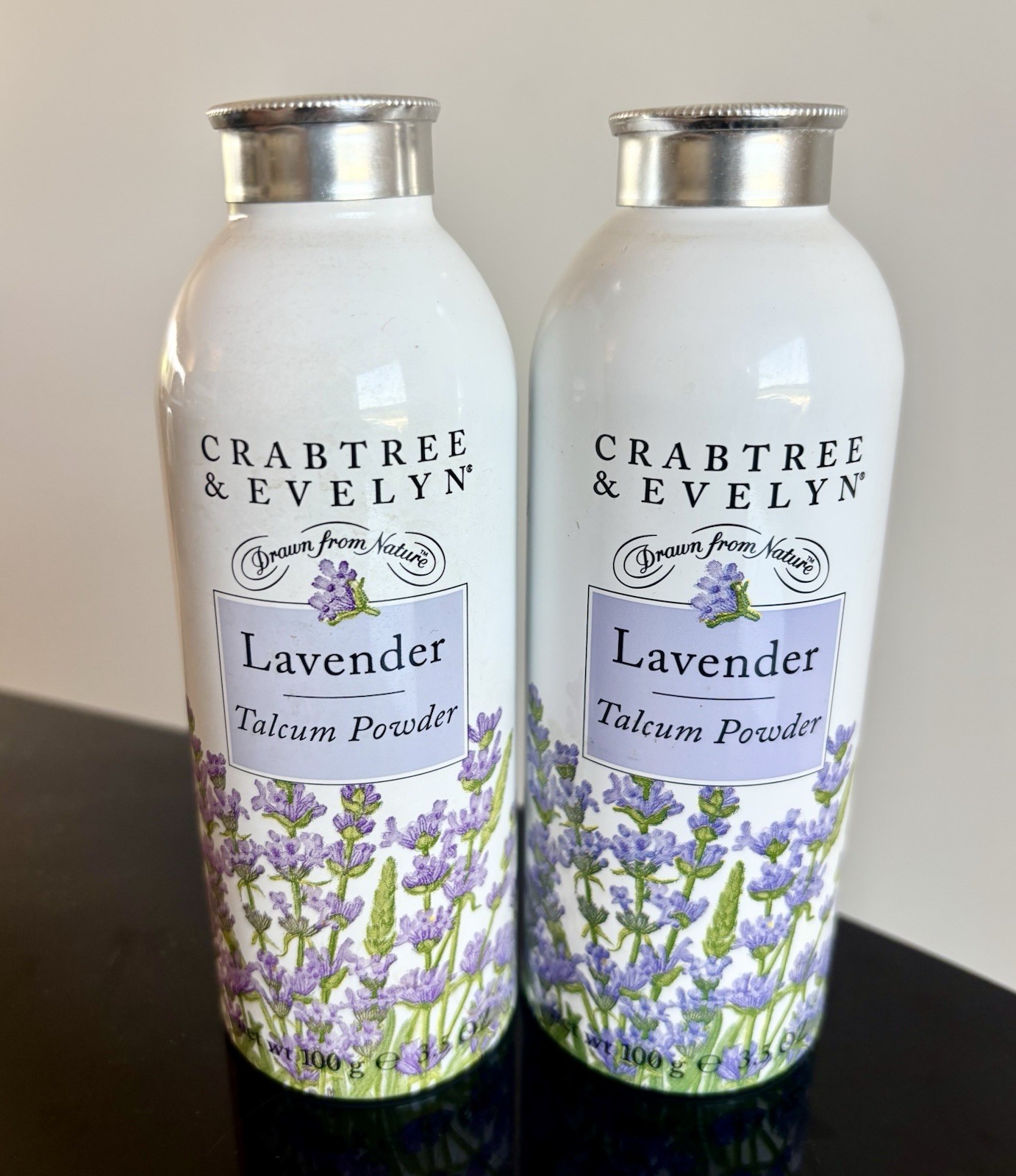 Vintage 1995 Crabtree & Evelyn Lavender Talcum Powder 3.5 oz Lot of 2 Partial